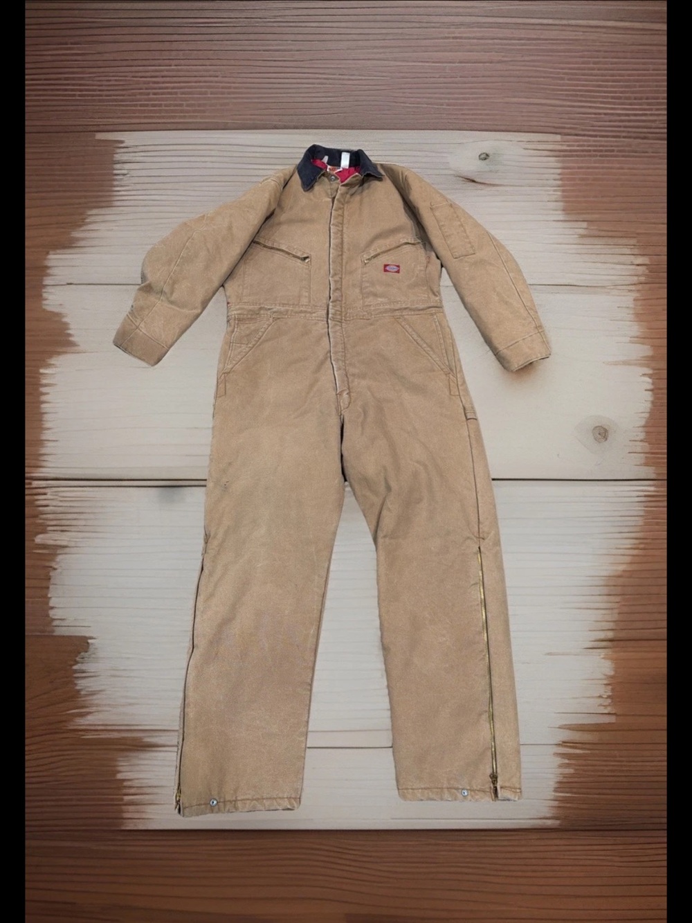 DICKIES MENS QUILTED INSULATED CANVAS BROWN DUCK COVERALLS MEDIUM CHEST 42-44